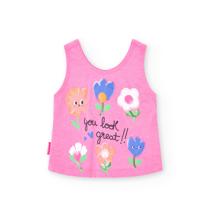 Playera Punto Combinado Flour Para Niña BOBOLI