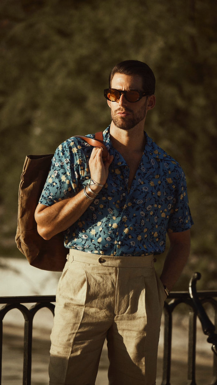 Pleated Goldish Yellow Linen Shorts