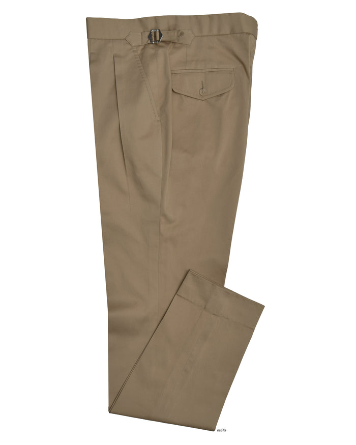 Pleated Military Khaki Dress Pant