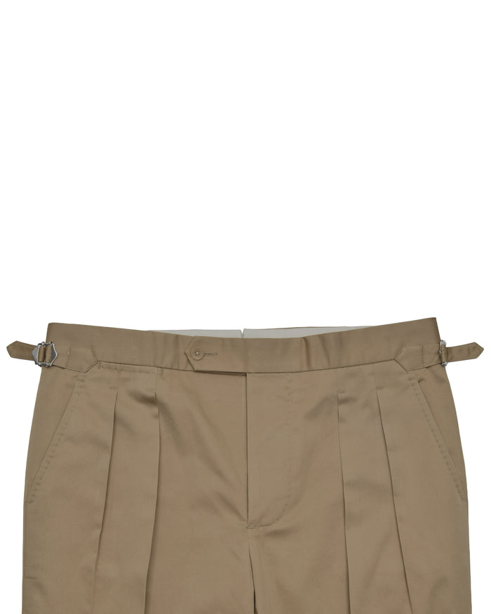 Pleated Military Khaki Dress Pant