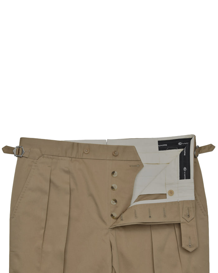 Pleated Military Khaki Dress Pant