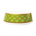 PORCELAIN DOG BOWL IN PATTERNED LIME, Bowls - Bones Bizzness