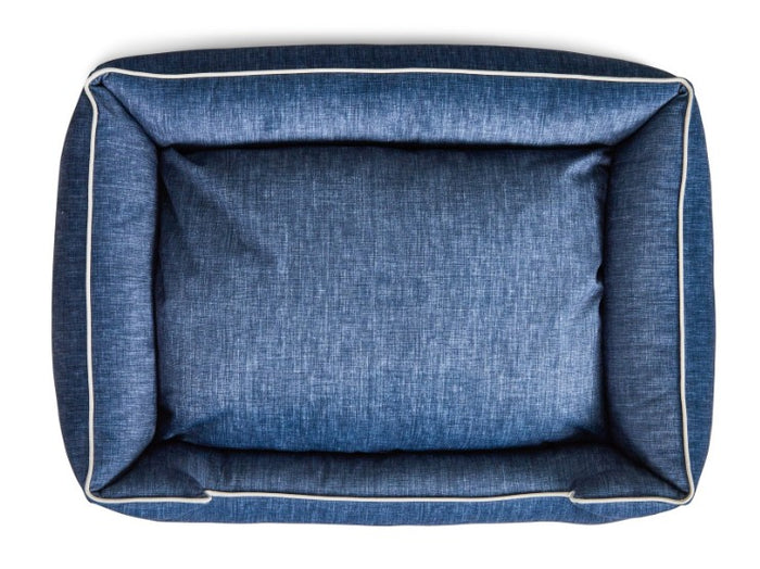 PRINTED PLUSH VELOUR DENIM LOUNGE DOG BED