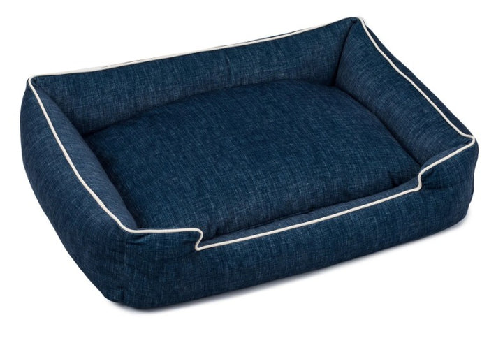 PRINTED PLUSH VELOUR DENIM LOUNGE DOG BED