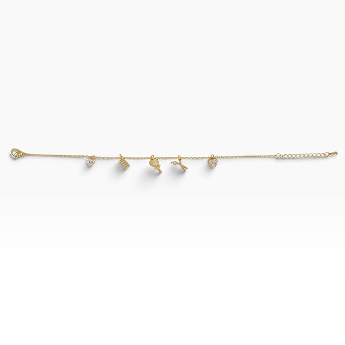 Pulsera Con Dijes Colgantes Con Pequeñas Zirconias Y Cristales Corte SW