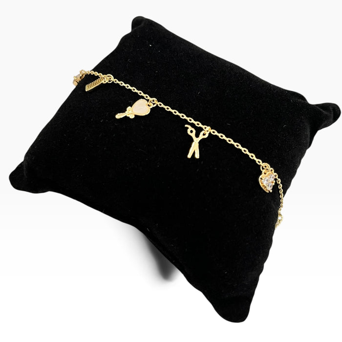 Pulsera Con Dijes Colgantes Con Pequeñas Zirconias Y Cristales Corte SW