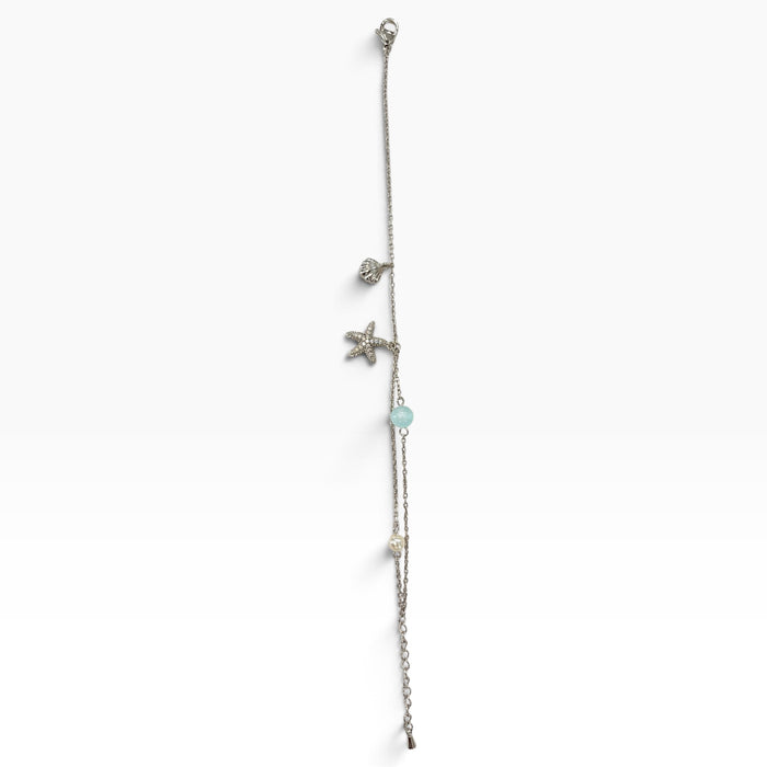 Pulsera de Cadena con Dijes Estrella De Mar y Cristales Zirconia