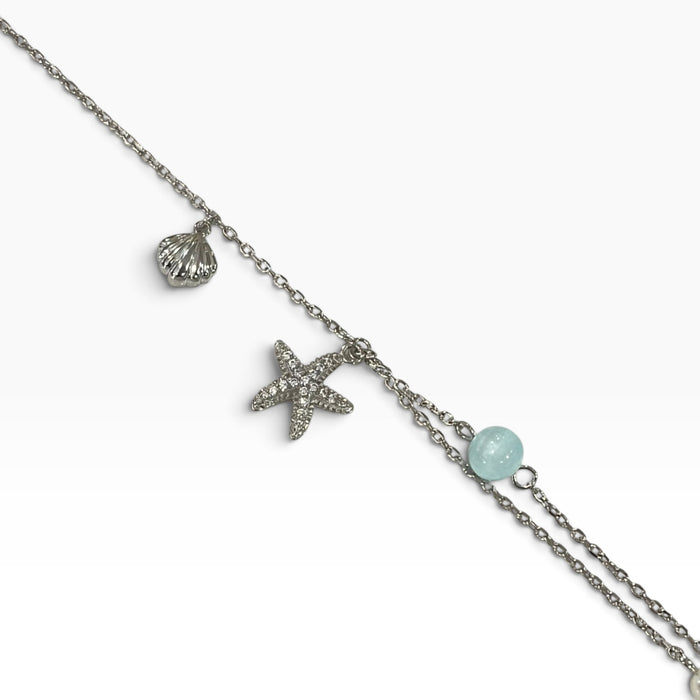 Pulsera de Cadena con Dijes Estrella De Mar y Cristales Zirconia