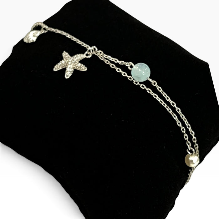 Pulsera de Cadena con Dijes Estrella De Mar y Cristales Zirconia