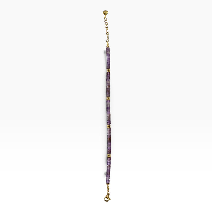 Pulsera En Tonos Lila Con Acentos Dorados