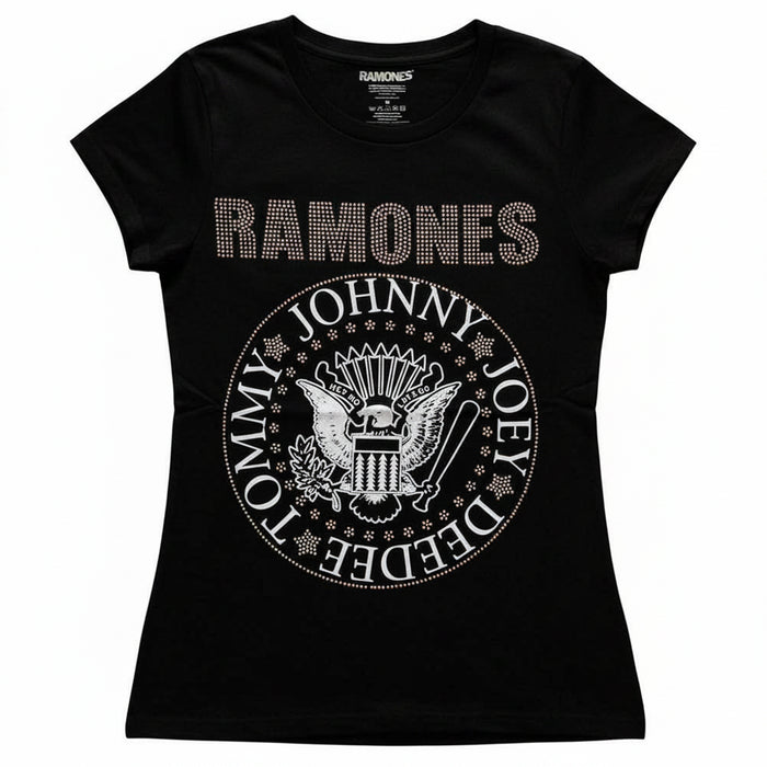 RAMONES - PRESIDENTIAL SEAL - Ladies T-Shirt Black (Embellished)