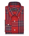 Red Navy Blue Tartan Flannel Shirt