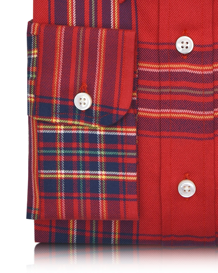 Red Navy Blue Tartan Flannel Shirt