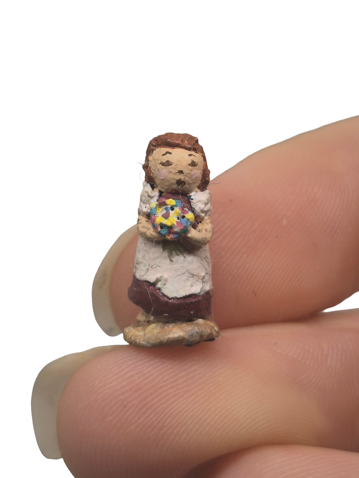 Resin Woman Holding Flower Bouqet - Signed PR