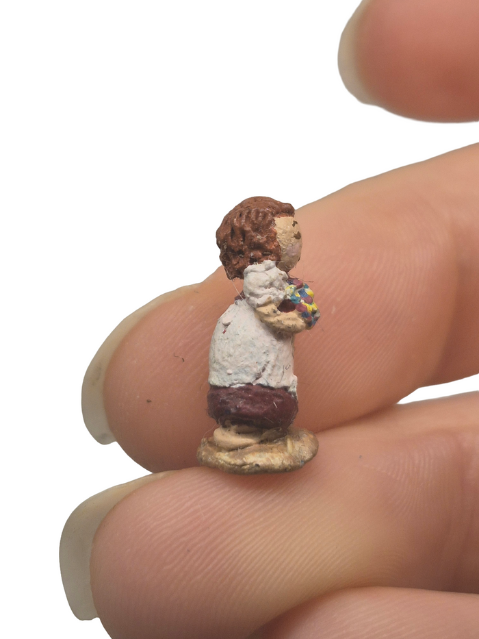 Resin Woman Holding Flower Bouqet - Signed PR