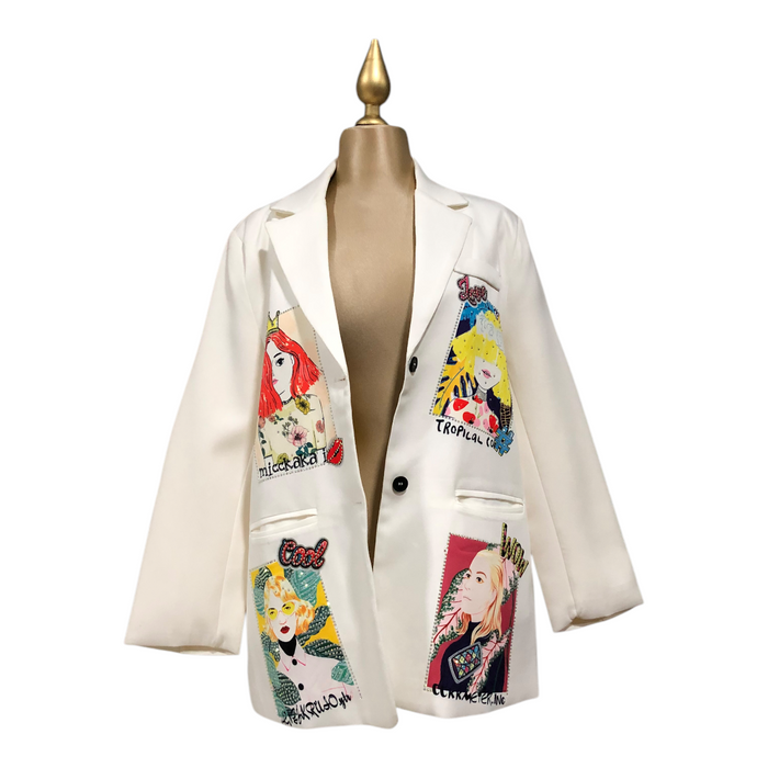 Saco Amplio Blanco Con Estampado Erivel