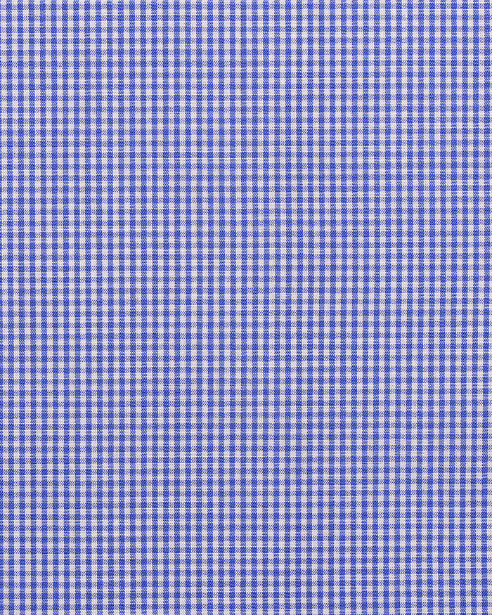 Close up view of custom check shirts for men by Luxire sapphire blue gingham