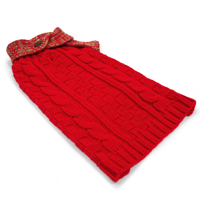 SCARF CABLE DOG SWEATER RED