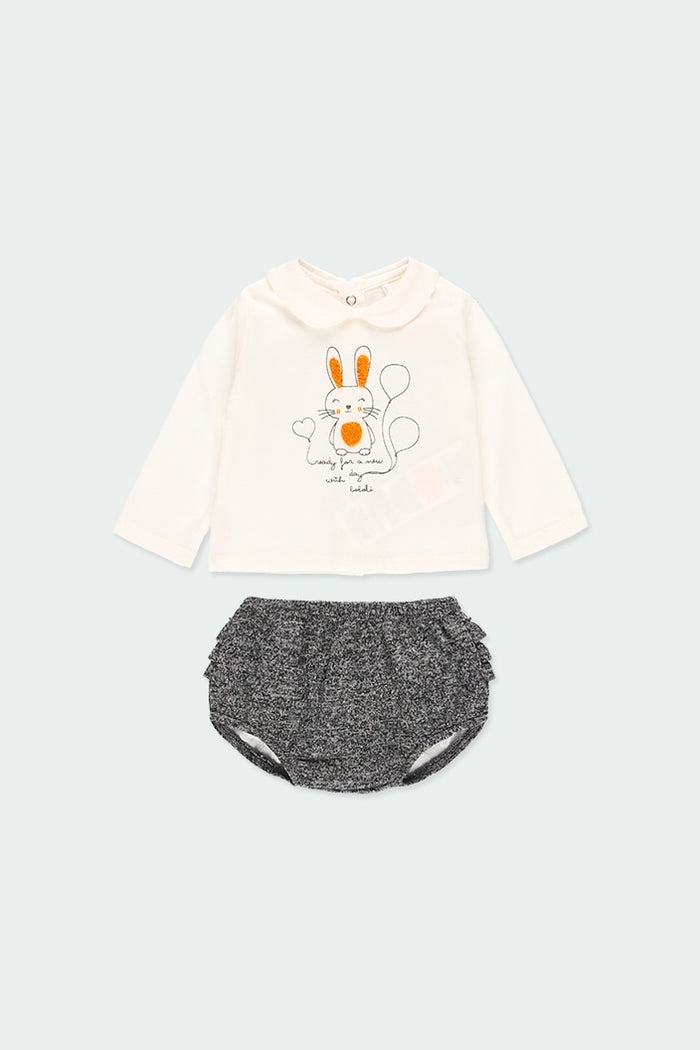 Set 2 piezas conejo de Punto Combinado Para Bebé Niña BOBOLI
