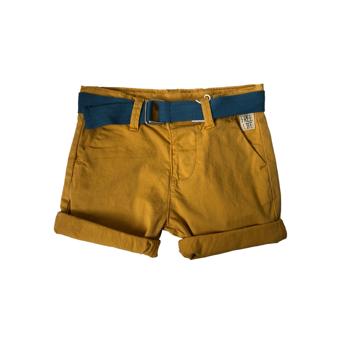 Short Amarillo Con Cinturon Azul "Free Life" Para Bebé Niño Losan