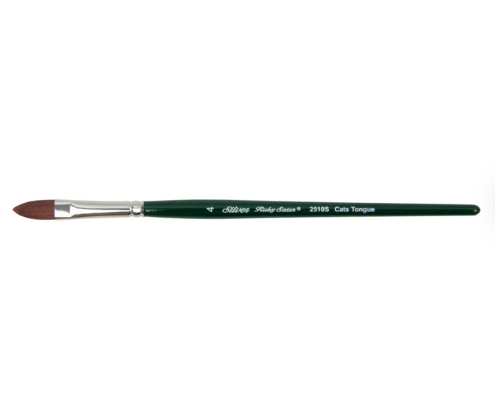 Silver Brush - Ruby Satin Short Handle Brushes - Cat's Tongue 2510S
