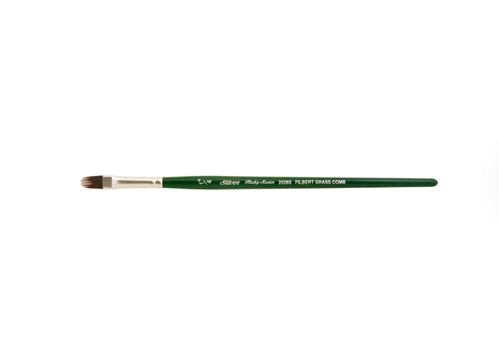 Silver Brush - Ruby Satin Short Handle Brushes - Filbert Comb 2528S