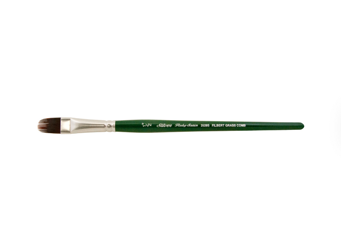Silver Brush - Ruby Satin Short Handle Brushes - Filbert Comb 2528S