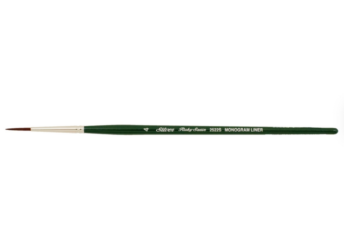 Silver Brush - Ruby Satin Short Handle Brushes - Monogram Liner 2522S