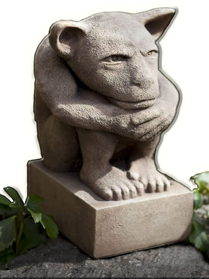 Sitting Gargoyle Cast Stone Garden Statue - Outdoor Art Pros