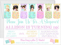 sleepover birthday party invitations pastel pajama design