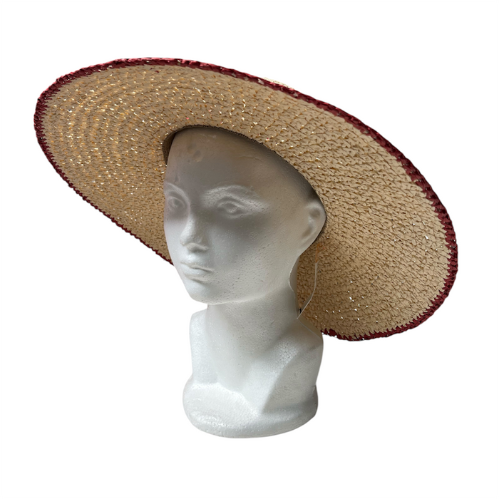 Sombrero Playero Paja Rojo PREMIER