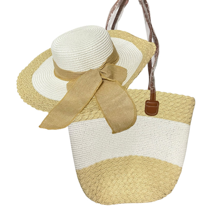 Sombrero Y Bolsa Beige/Hueso Mussi