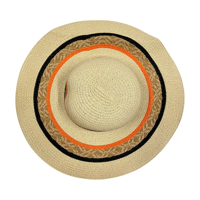 Sombrero Y Bolsa Beige/Naranja Mussi