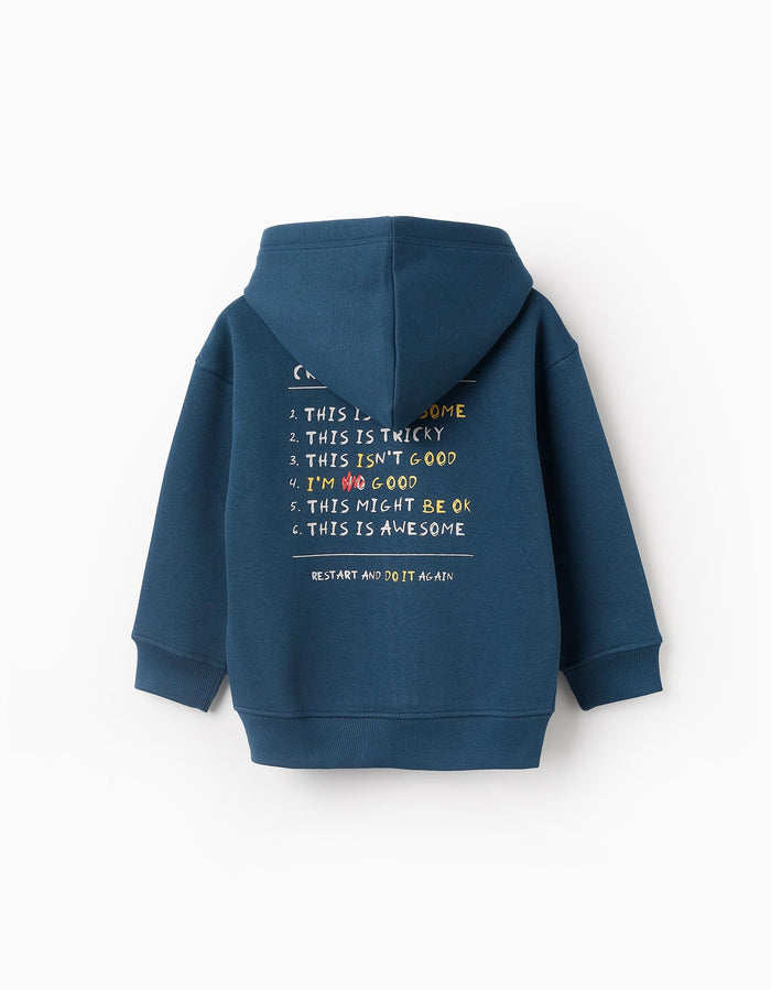 Sudadera Con Capucha Perchada Para Niño Art Turquesa ZIPPY