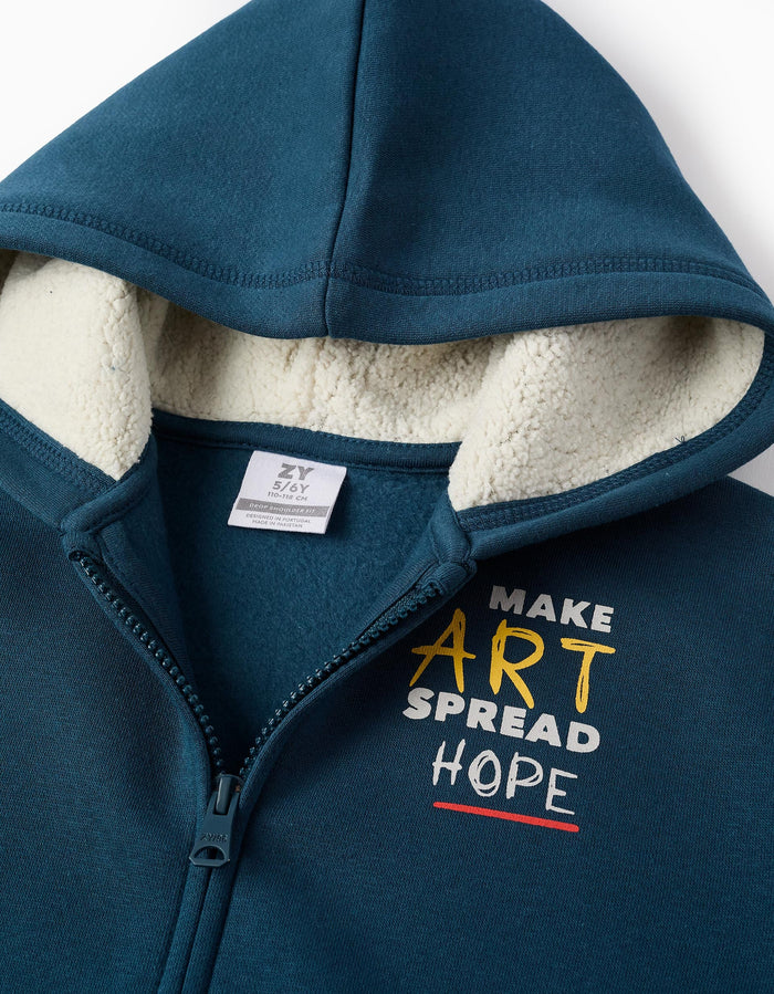 Sudadera Con Capucha Perchada Para Niño Art Turquesa ZIPPY