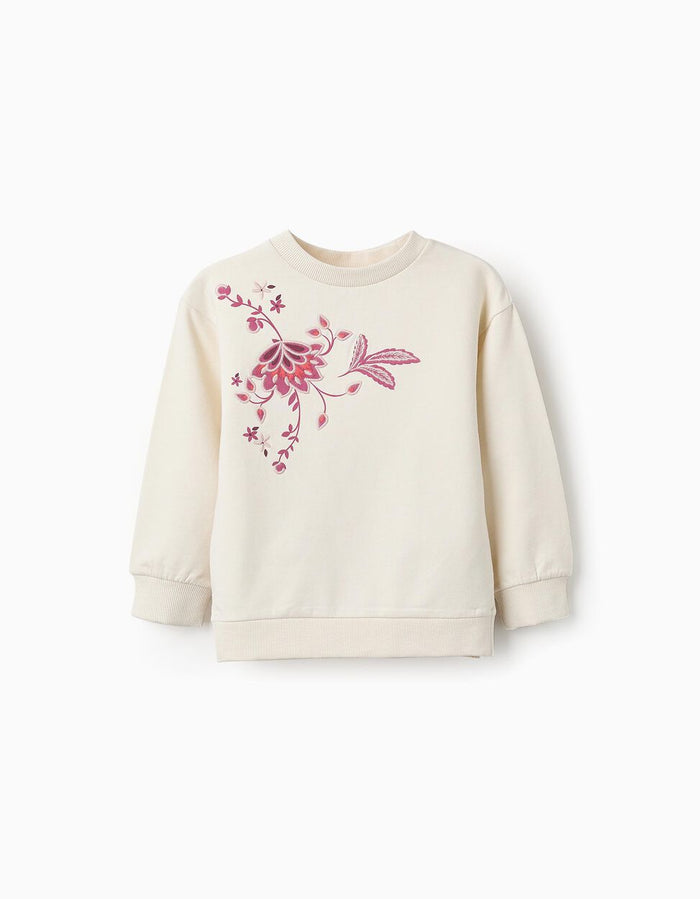 Sudadera Perchada Con Bordados Para Niña Blanco/Rosa ZIPPY