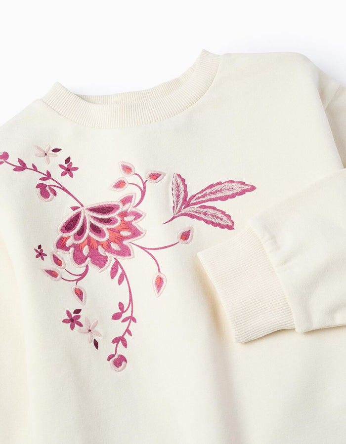 Sudadera Perchada Con Bordados Para Niña Blanco/Rosa ZIPPY