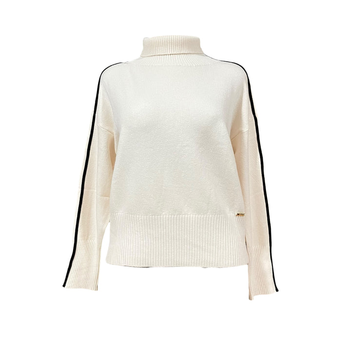 Suéter Hueso/Negro Cuello Alto Para Dama MUSSI