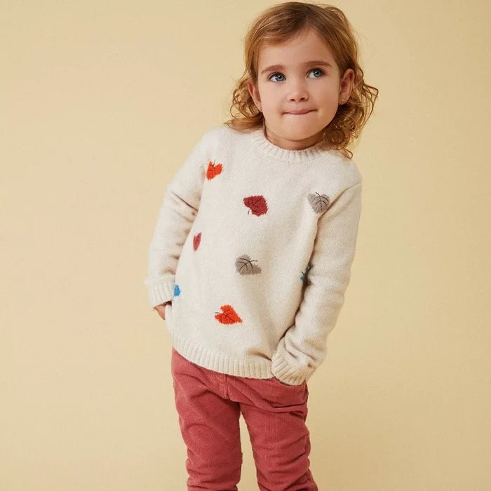 Suéter Punto Estampado Hojas Niña BOBOLI