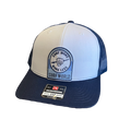 Surf World Surf More Work Less Trucker Hats Mens Hat White Navy
