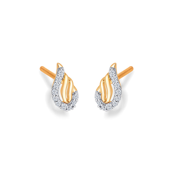 Symphony Yellow Gold & Diamond Stud Earring
