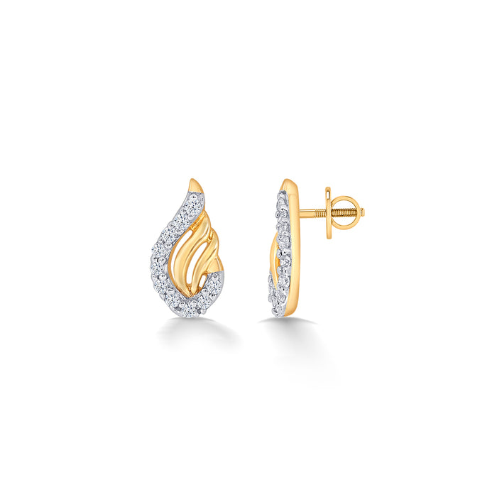 Symphony Yellow Gold & Diamond Stud Earring