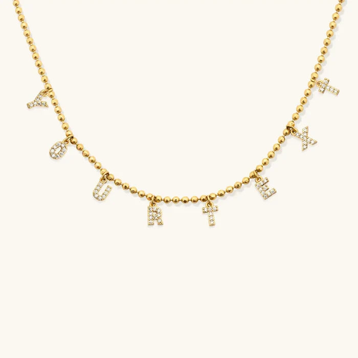 Tiny Dripping Words Gold Vermeil Necklace