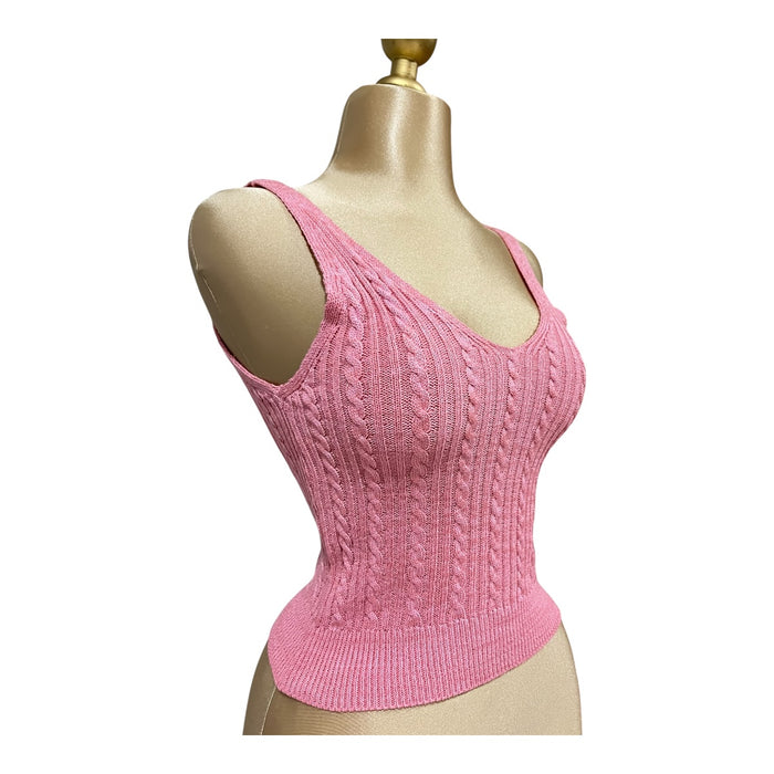Top Tejido Cuello En V Color Rosa Para Dama OM
