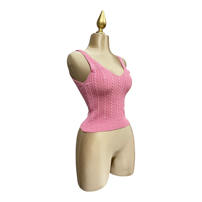 Top Tejido Cuello En V Color Rosa Para Dama OM