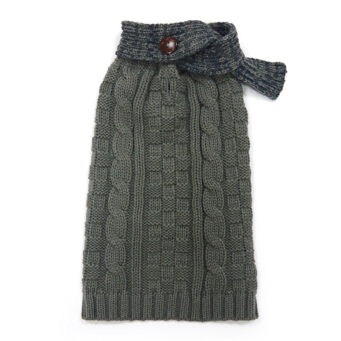URBAN SCARF CABLE DOG SWEATER GREY