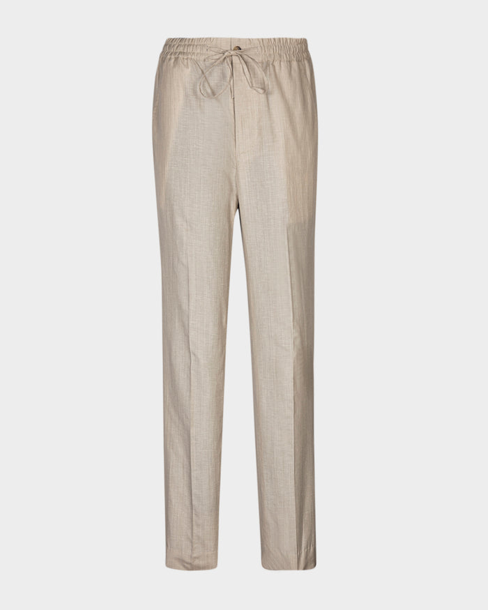 VBC: Ecru Wool-Linen Drawstring Pant