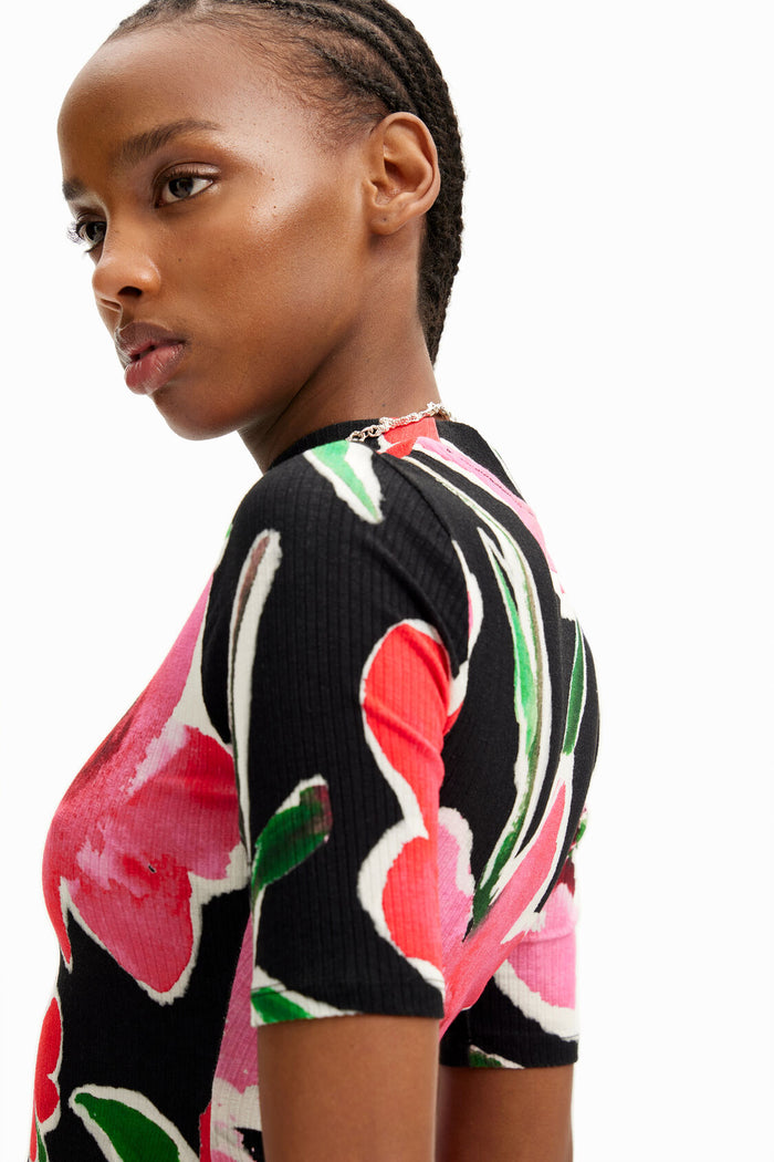 Vestido corto skater flores DESIGUAL