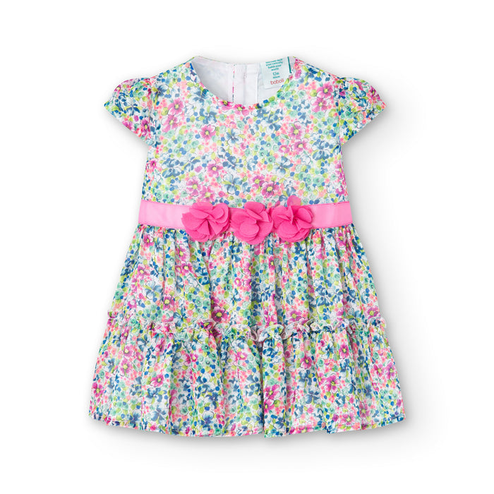Vestido De Gasa Con Estampado Floral Para Niña BOBOLI
