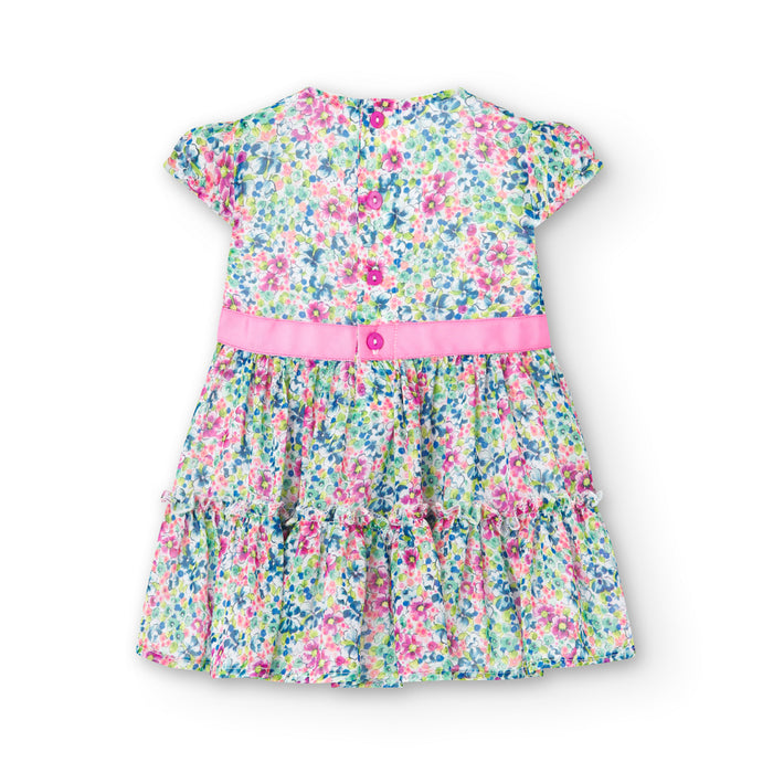 Vestido De Gasa Con Estampado Floral Para Niña BOBOLI